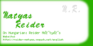 matyas reider business card